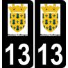 13 Simiane-Collongue logo autocollant plaque immatriculation auto ville sticker fond noir