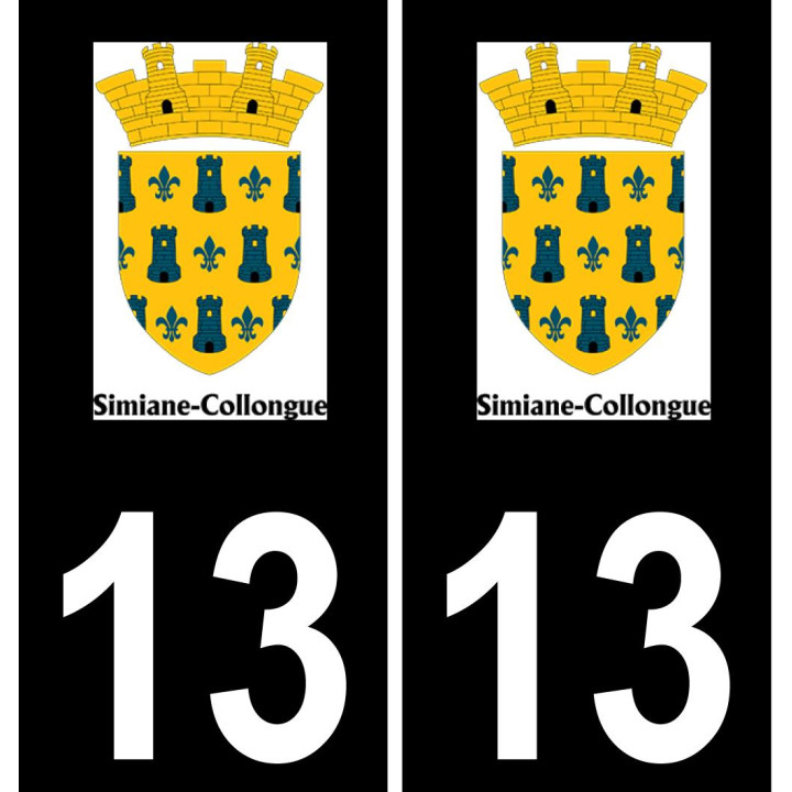 13 Simiane-Collongue logo sticker plate registration city black background
