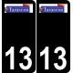 13 Tarascon logo autocollant plaque immatriculation auto ville sticker fond noir