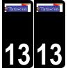 13 Tarascon logo autocollant plaque immatriculation auto ville sticker fond noir