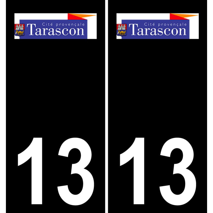13 Tarascon logotipo de la etiqueta engomada de la placa de registro de la ciudad fondo negro