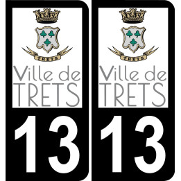 13 Trets logotipo de la etiqueta engomada de la placa de registro de la ciudad fondo negro