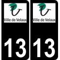 13 Velaux logo autocollant plaque immatriculation auto ville sticker fond noir