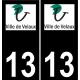 13 Velaux logo autocollant plaque immatriculation auto ville sticker fond noir