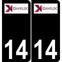 14 Bayeux logotipo de la etiqueta engomada de la placa de registro de la ciudad fondo negro