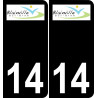 14 Blainville-sur-Orne logotipo de la etiqueta engomada de la placa de registro de la ciudad fondo negro