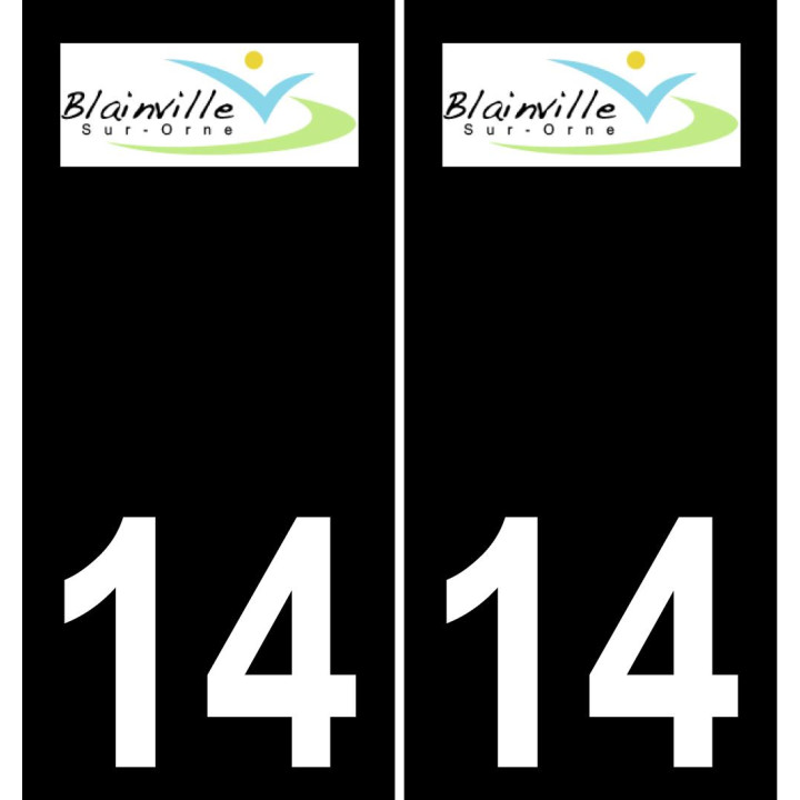 14 Blainville-sur-Orne logo sticker plate registration city black background