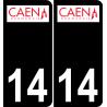 14 Caen logo autocollant plaque immatriculation auto ville sticker fond noir