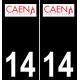 14 Caen logo adesivo piastra di registrazione city sfondo nero