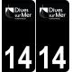 14 Dives-sur-Mer-logo aufkleber plakette ez stadt schwarzer Hintergrund