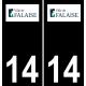 14 Falaise logo autocollant plaque immatriculation auto ville sticker fond noir