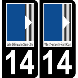 14 Hérouville-Saint-Clair logotipo de la etiqueta engomada de la placa de registro de la ciudad fondo negro
