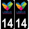 14 Lisieux logotipo de la etiqueta engomada de la placa de registro de la ciudad fondo negro