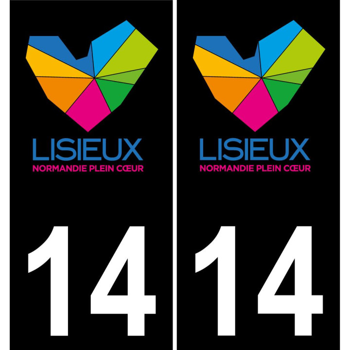 14 Lisieux logotipo de la etiqueta engomada de la placa de registro de la ciudad fondo negro