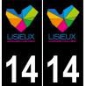 14 Lisieux-logo aufkleber plakette ez stadt schwarzer Hintergrund