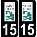 15 Saint-Flour logo sticker plate registration city black background
