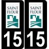 15 Saint-Flour logotipo de la etiqueta engomada de la placa de registro de la ciudad fondo negro