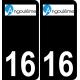 16 Angoulême logo sticker plate registration city black background