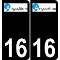 16 Angoulême logo sticker plate registration city black background