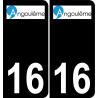 16 Angoulême logotipo de la etiqueta engomada de la placa de registro de la ciudad fondo negro