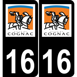 16 Cognac-logo aufkleber plakette ez stadt schwarzer Hintergrund