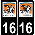 16 Cognac logo sticker plate registration city black background