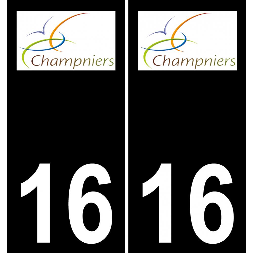 16 Champniers logo adesivo piastra di registrazione city sfondo nero