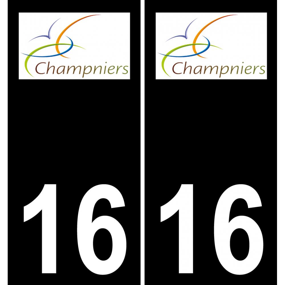 16 Champniers logo sticker plate registration city black background