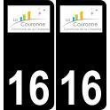 16 La Couronne logo autocollant plaque immatriculation auto ville sticker fond noir