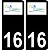 16 L'Isle-d'Espagnac logotipo de la etiqueta engomada de la placa de registro de la ciudad fondo negro
