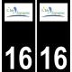 16 L'Isle-d'Espagnac logo autocollant plaque immatriculation auto ville sticker fond noir