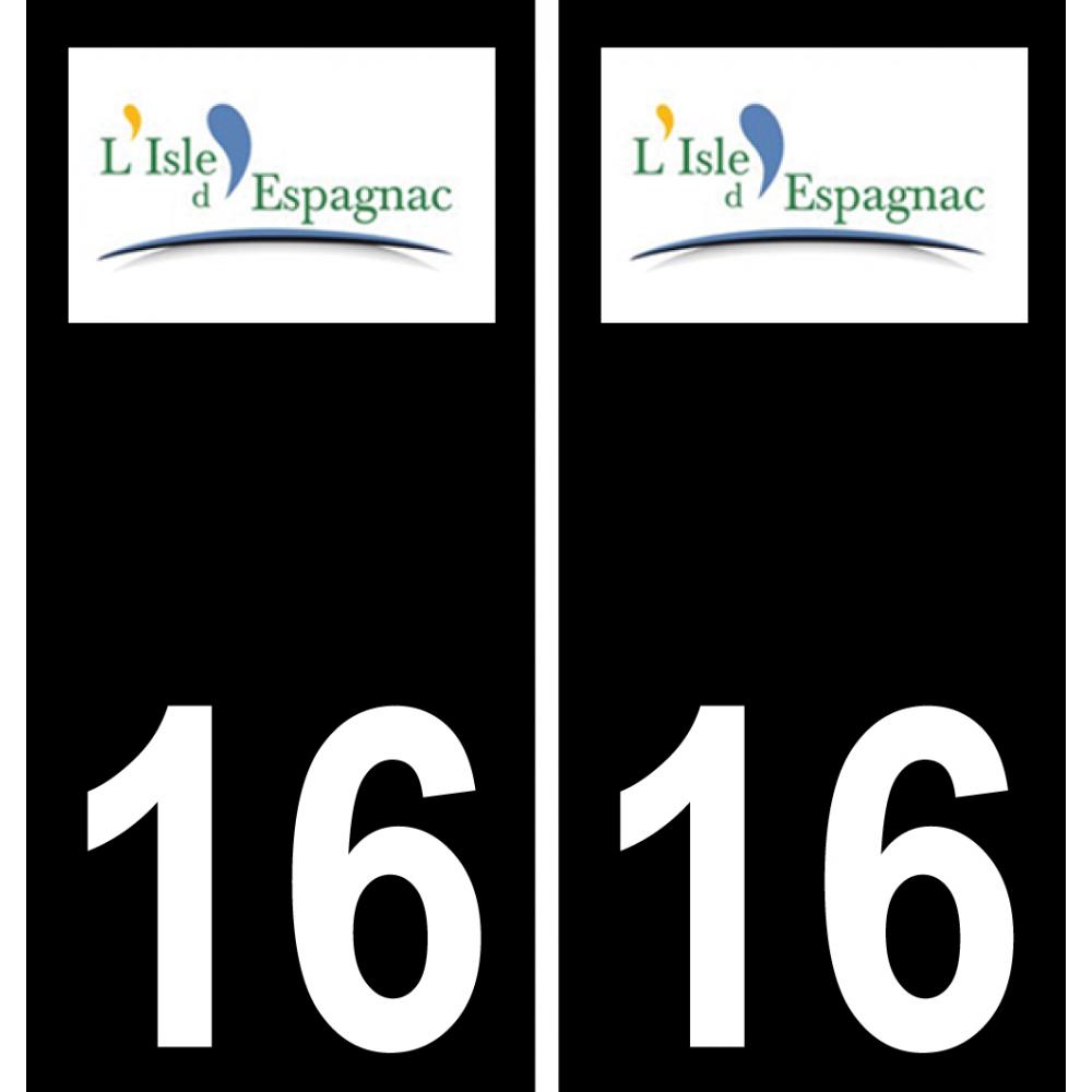 16 L'Isle-d'Espagnac logo sticker plate registration city black background