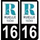 16 Ruelle-sur-Touvre logo adesivo piastra di registrazione city sfondo nero