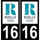 16 Ruelle-sur-Touvre logo adesivo piastra di registrazione city sfondo nero