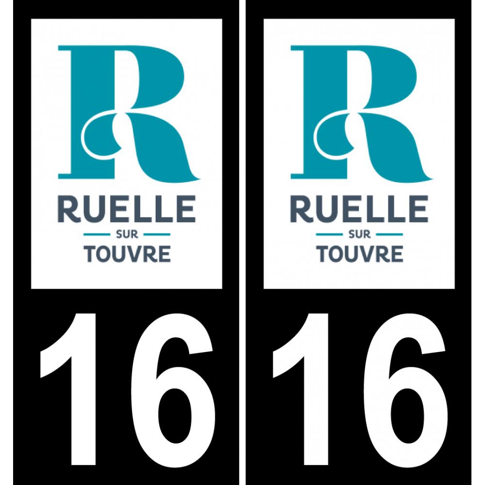 16 Ruelle-sur-Touvre logo adesivo piastra di registrazione city sfondo nero