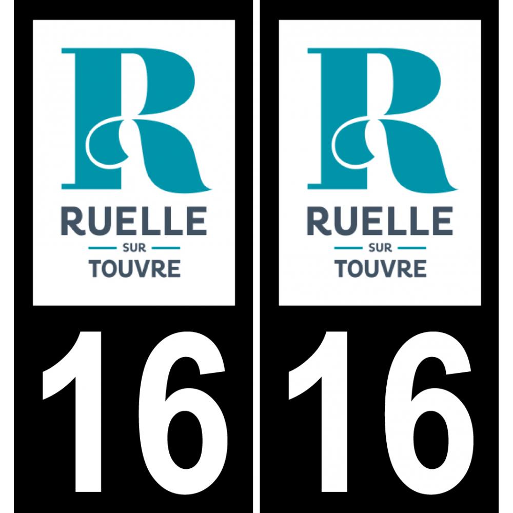 16 Ruelle-sur-Touvre-logo aufkleber plakette ez stadt schwarzer Hintergrund