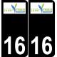 16 Saint-Yrieix-sur-Charente logo sticker plate registration city black background
