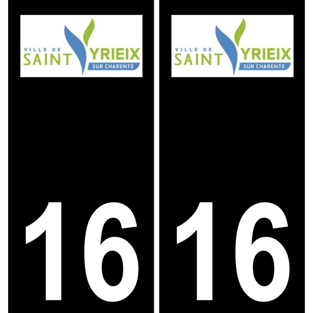 16 Saint-Yrieix-sur-Charente logo autocollant plaque immatriculation auto ville sticker fond noir