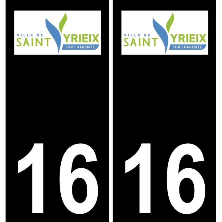 16 Saint-Yrieix-sur-Charente logo autocollant plaque immatriculation auto ville sticker fond noir