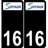 16 Soyaux logo autocollant plaque immatriculation auto ville sticker fond noir
