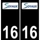 16 Soyaux logo autocollant plaque immatriculation auto ville sticker fond noir