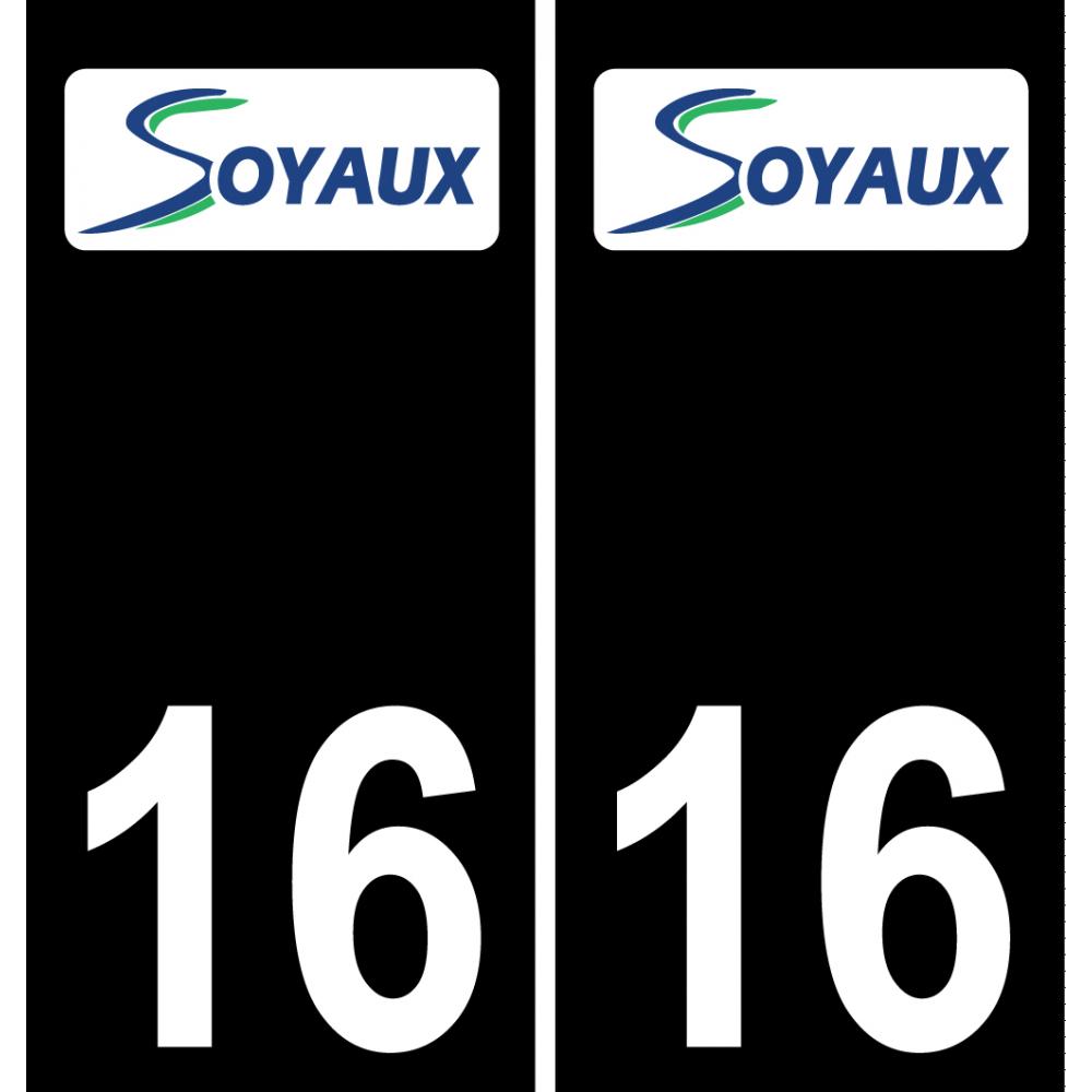 16 Soyaux logo autocollant plaque immatriculation auto ville sticker fond noir