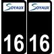 16 Soyaux logo adesivo piastra di registrazione city sfondo nero