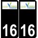 16 Saint-Yrieix-sur-Charente logo autocollant plaque immatriculation auto ville sticker fond noir