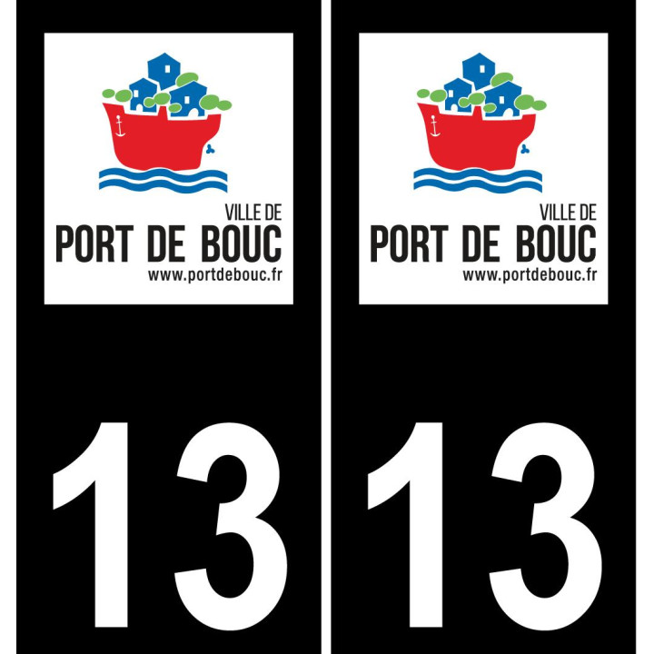13 Port-de-Bouc logo autocollant plaque immatriculation auto ville sticker fond noir
