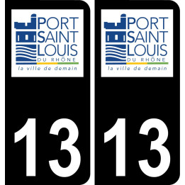 13 Port-Saint-Louis-du-Rhône logo autocollant plaque immatriculation auto ville sticker fond noir