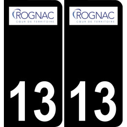 13 Rognac logotipo de la etiqueta engomada de la placa de registro de la ciudad fondo negro