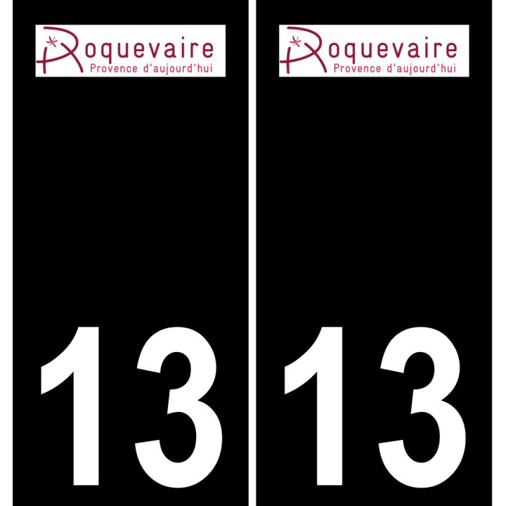 13 Roquevaire logotipo de la etiqueta engomada de la placa de registro de la ciudad fondo negro