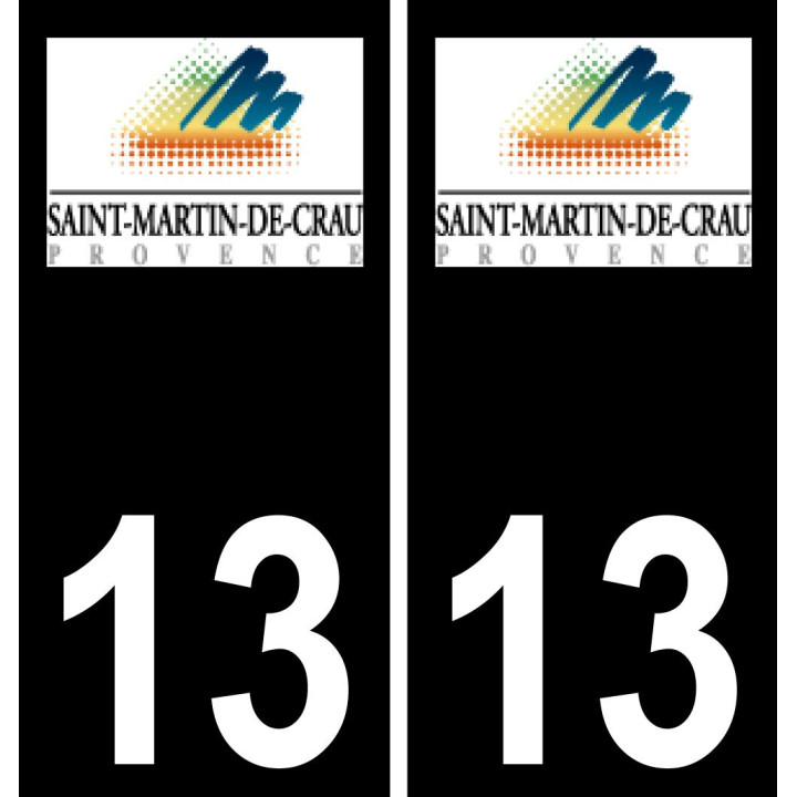 13 Saint-Martin-de-Crau logo autocollant plaque immatriculation auto ville sticker fond noir