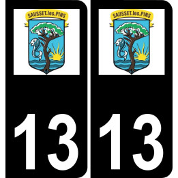 13 Sausset-les-Pins-logo aufkleber plakette ez stadt schwarzer Hintergrund
